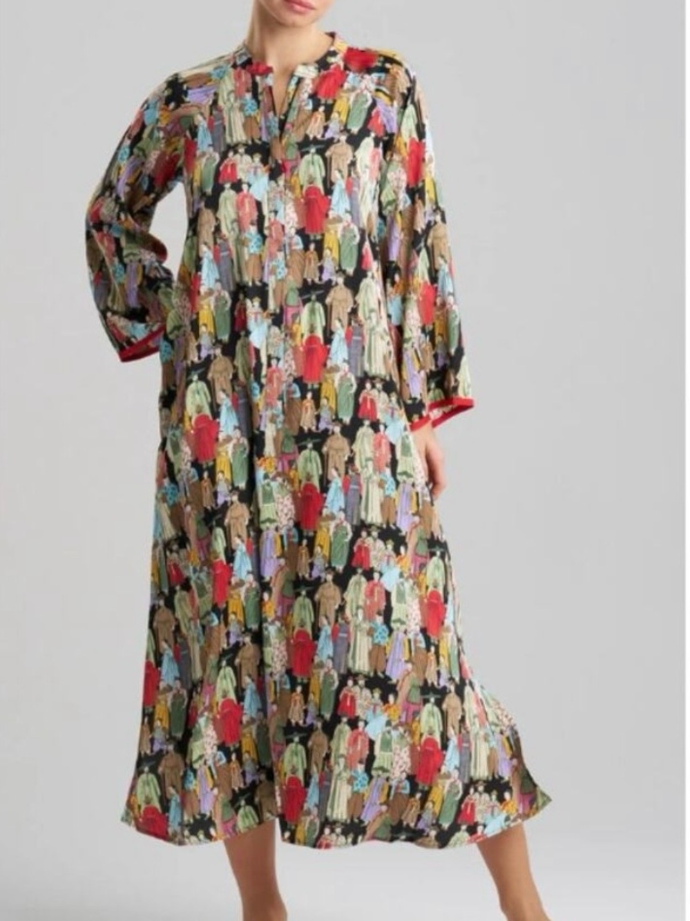 Natori “Crowded City” Dynasty Satin Zip Caftan - Picture 11 of 11